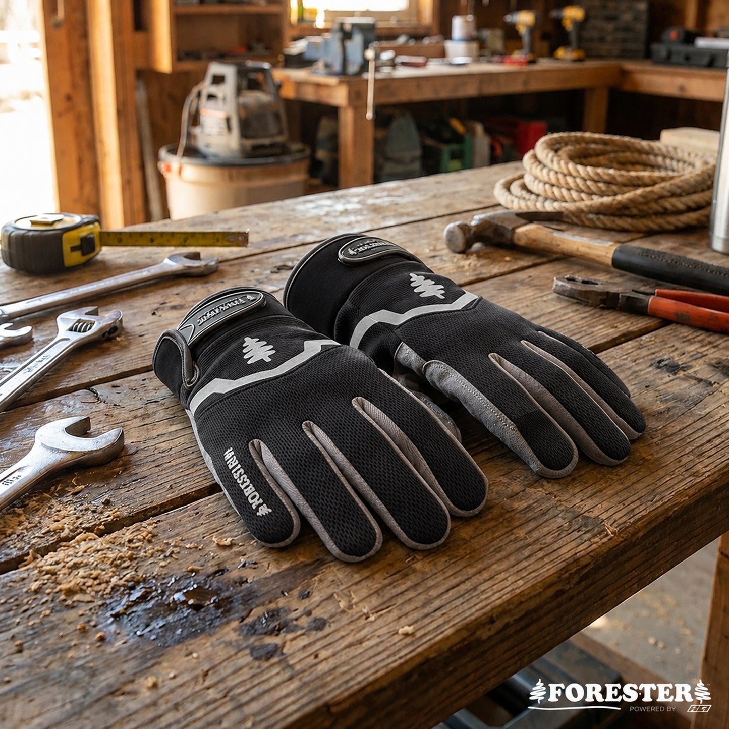 Forester All Purpose Work Glove - With Velcro Closure - Black