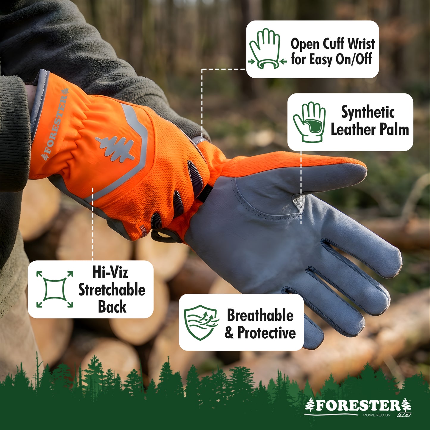 Forester All Purpose Work Glove - Open Cuff Elastic Wrist