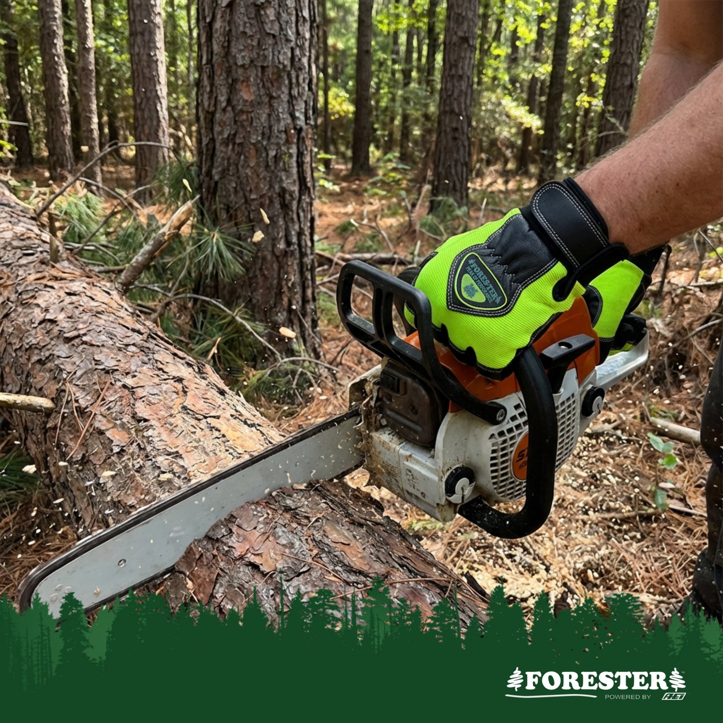 Forester Hi-Vis Kevlar Lined Chainsaw Glove