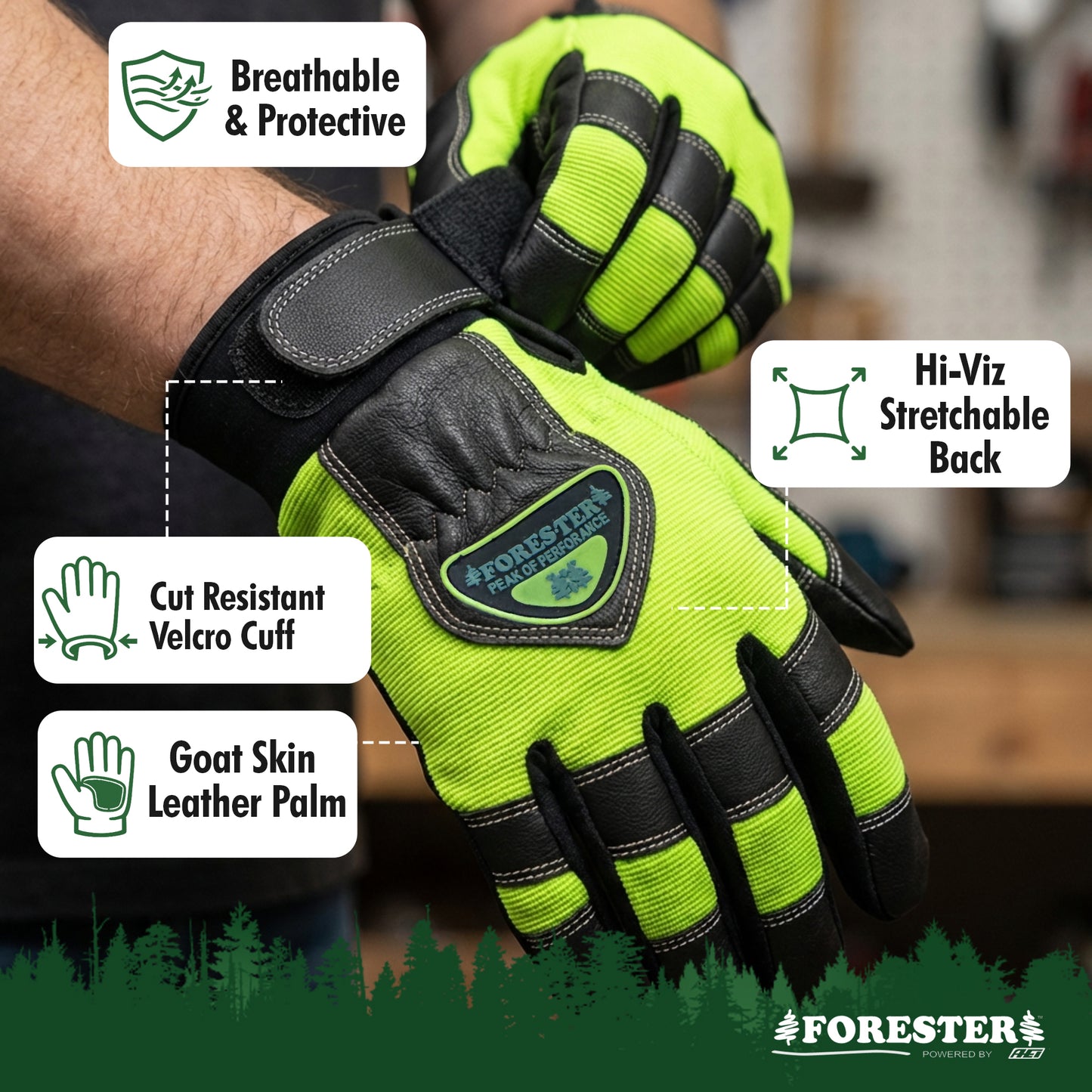 Forester Hi-Vis Kevlar Lined Chainsaw Glove