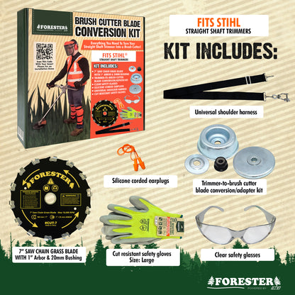 Forester Brush Cutter Trimmer Conversion Kit with Cut-7 Brush Blade