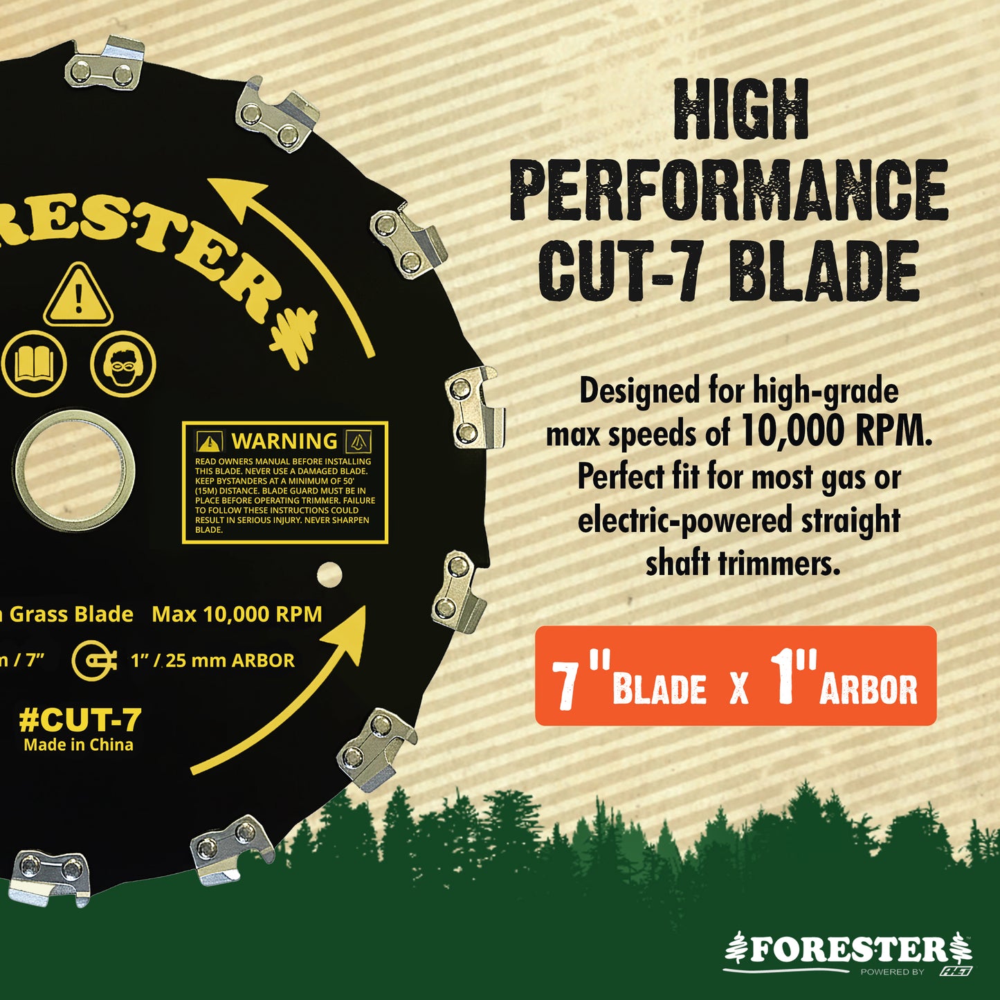 Forester Brush Cutter Trimmer Conversion Kit with Cut-7 Brush Blade