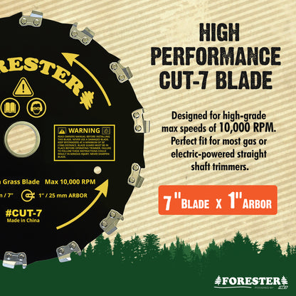 Forester Brush Cutter Trimmer Conversion Kit with Cut-7 Brush Blade