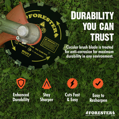 Forester Brush Cutter Trimmer Conversion Kit with Cut-7 Brush Blade
