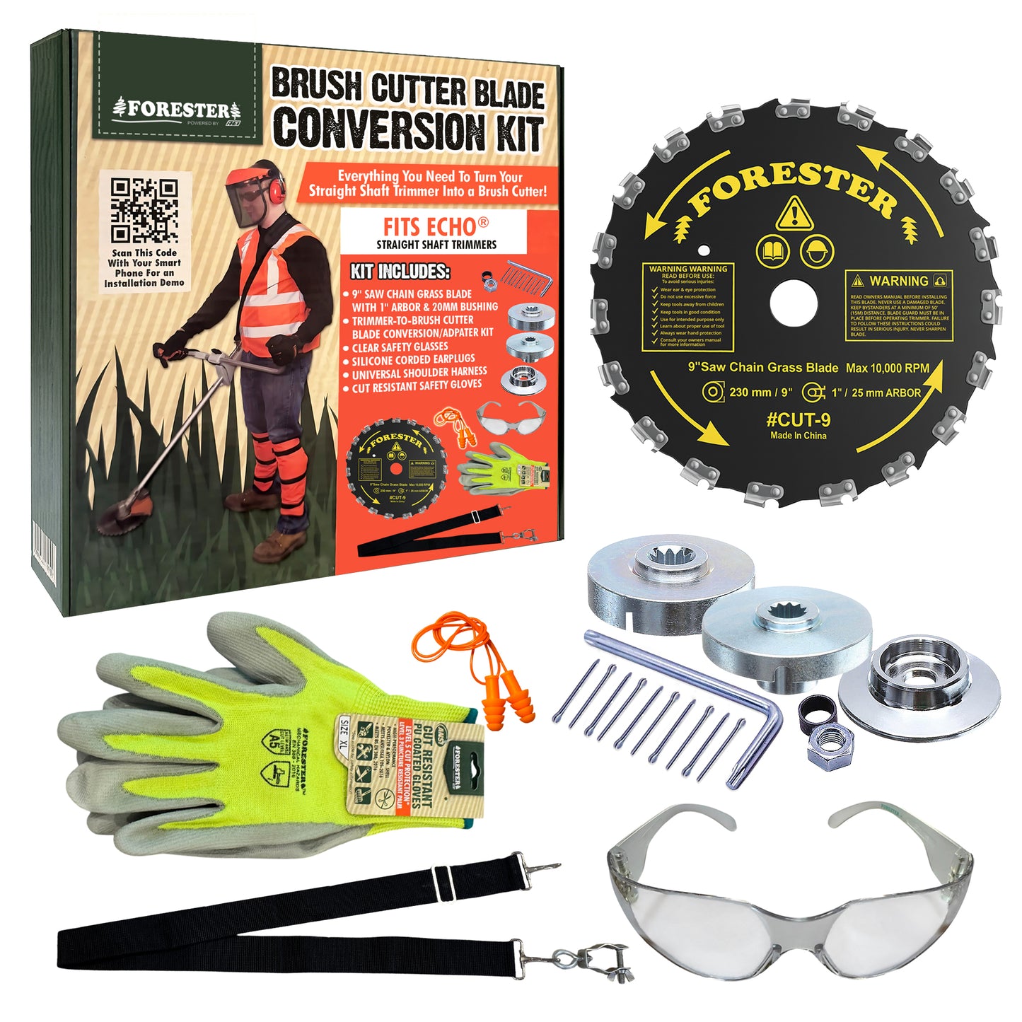 FORESTER Brush Cutter Trimmer Conversion Kit with 8” Weed Eater Blade Compatible with Echo Trimmers