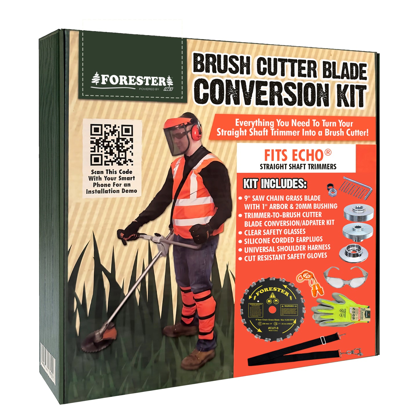 FORESTER Brush Cutter Trimmer Conversion Kit with 8” Weed Eater Blade Compatible with Echo Trimmers