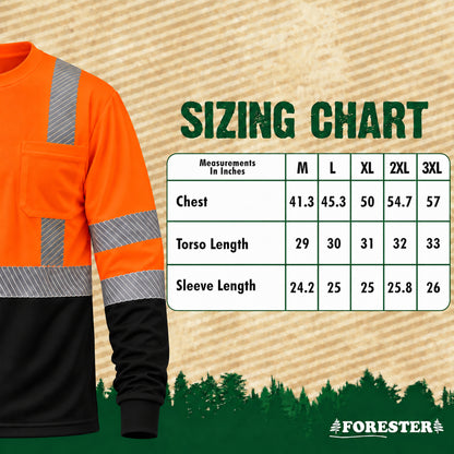 Hi-Vis Class 3 Reflective Safety Shirt - Hi-Vis Orange with Black Bottom