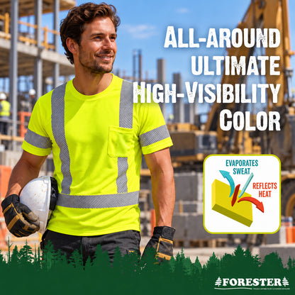 Hi-Vis Class 3 Reflective Safety Shirt - Hi-Vis Green