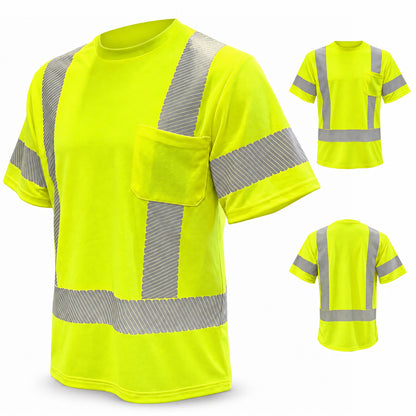 Hi-Vis Class 3 Reflective Safety Shirt - Hi-Vis Green
