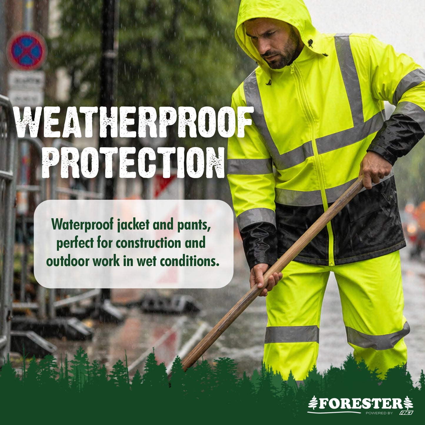 Forester Hi Vis Rain Suit - Black Bottom