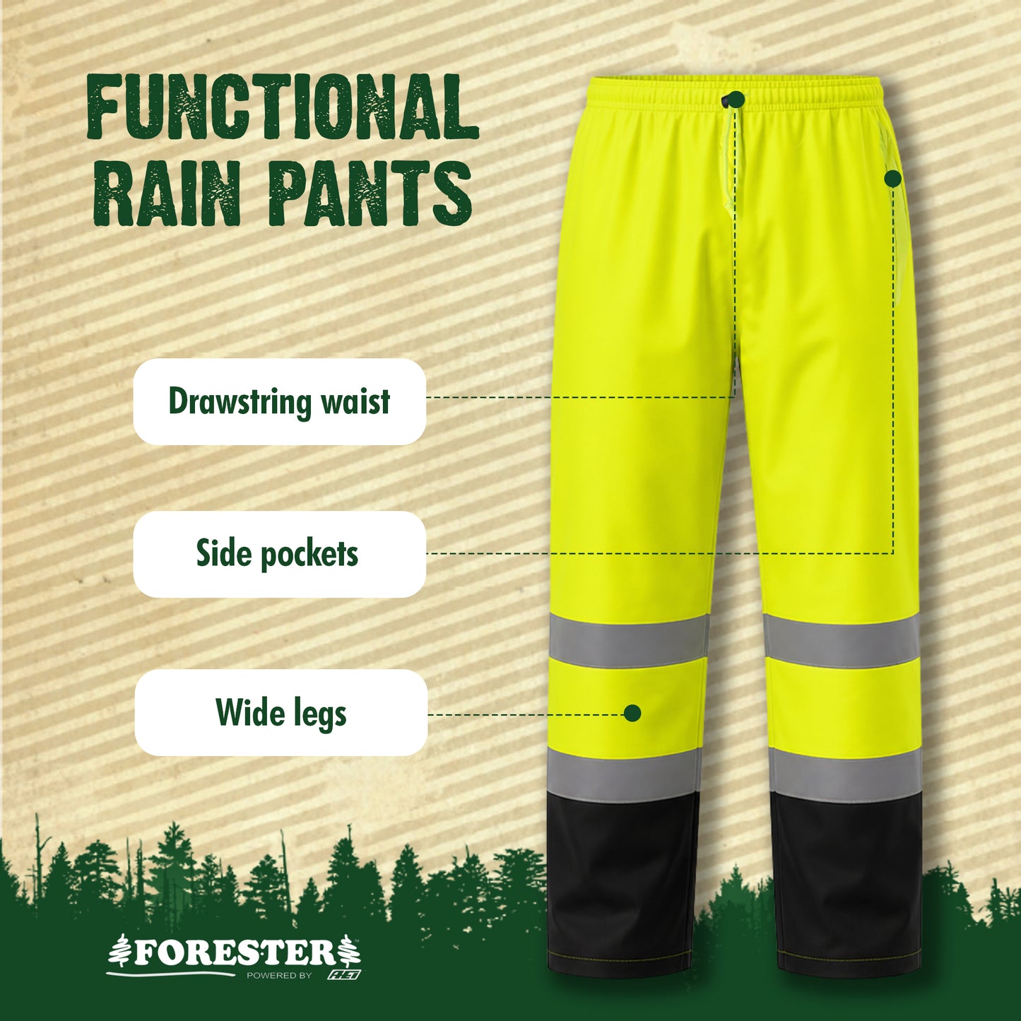 Forester Hi Vis Rain Suit - Black Bottom