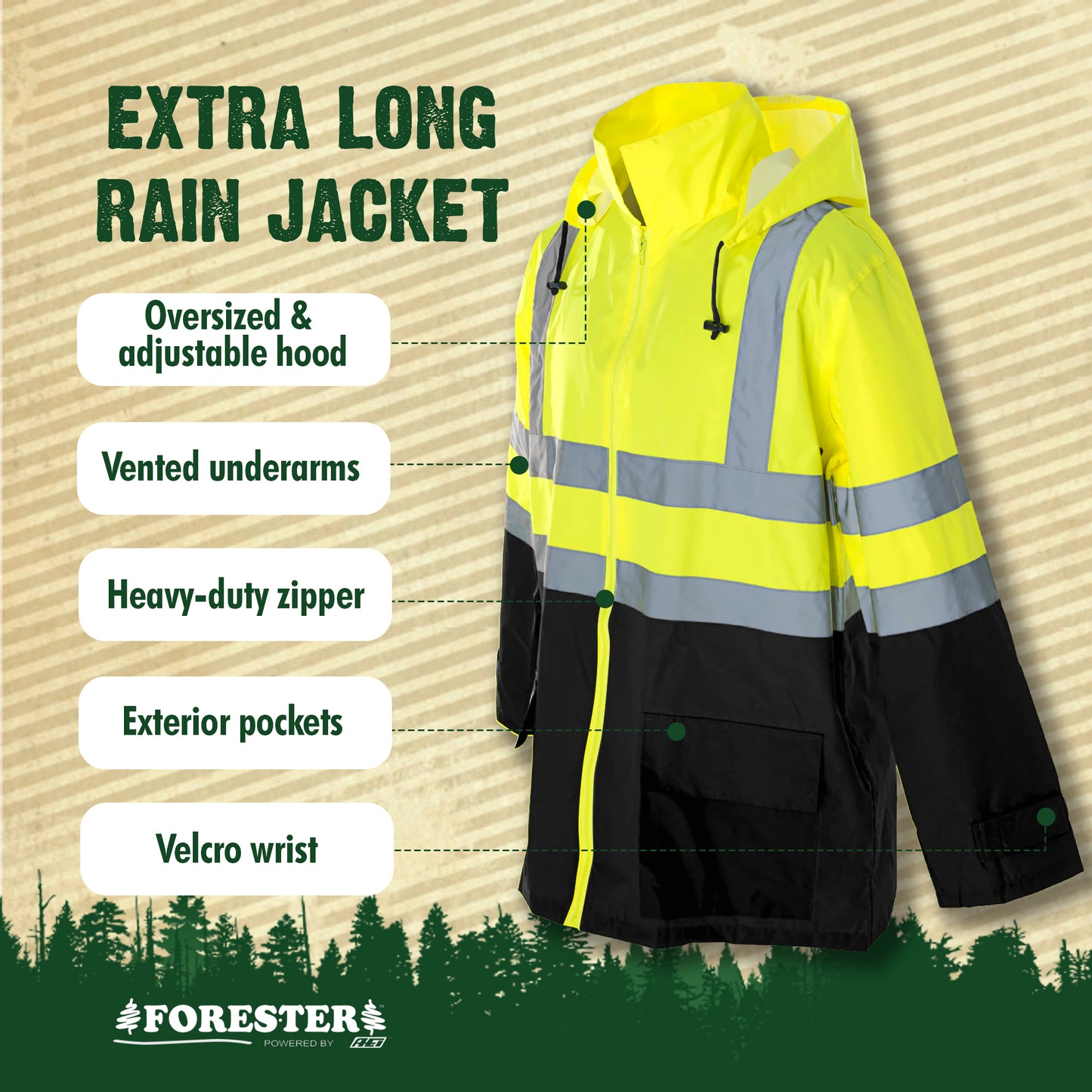 Forester Hi Vis Rain Suit - Black Bottom