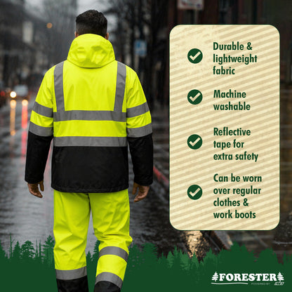 Forester Hi Vis Rain Suit - Black Bottom