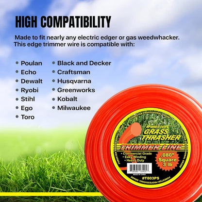 Grass Thrasher Square Style Trimmer Line