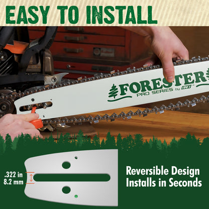 FORESTER Professional Sprocket Nose Chainsaw Bar For Small Husqvarna Chainsaws - K095 Mount