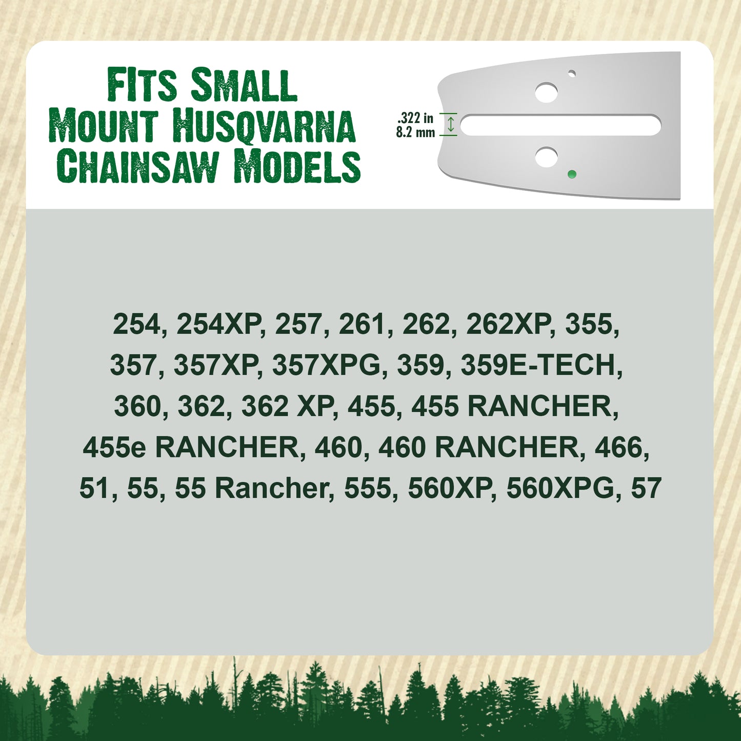 FORESTER Professional Sprocket Nose Chainsaw Bar For Small Husqvarna Chainsaws - K095 Mount