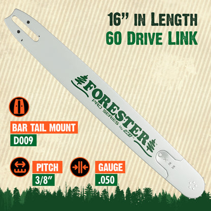 FORESTER Professional Sprocket Nose Chainsaw Bar For Large Husqvarna Chainsaws - D009 Mount
