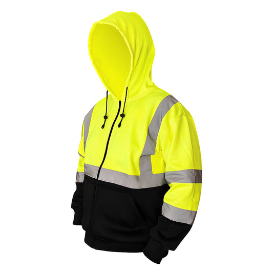 High Visibility Reflective Class 3 Zippered Hooded Sweatshirt