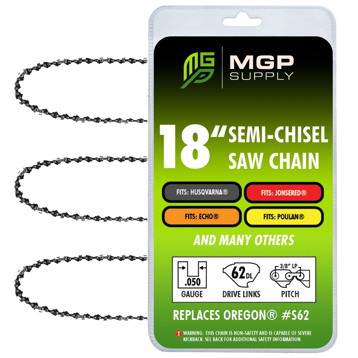 MGP Supply Semi-Chisel Chain Saw Chain Loops - 3/8