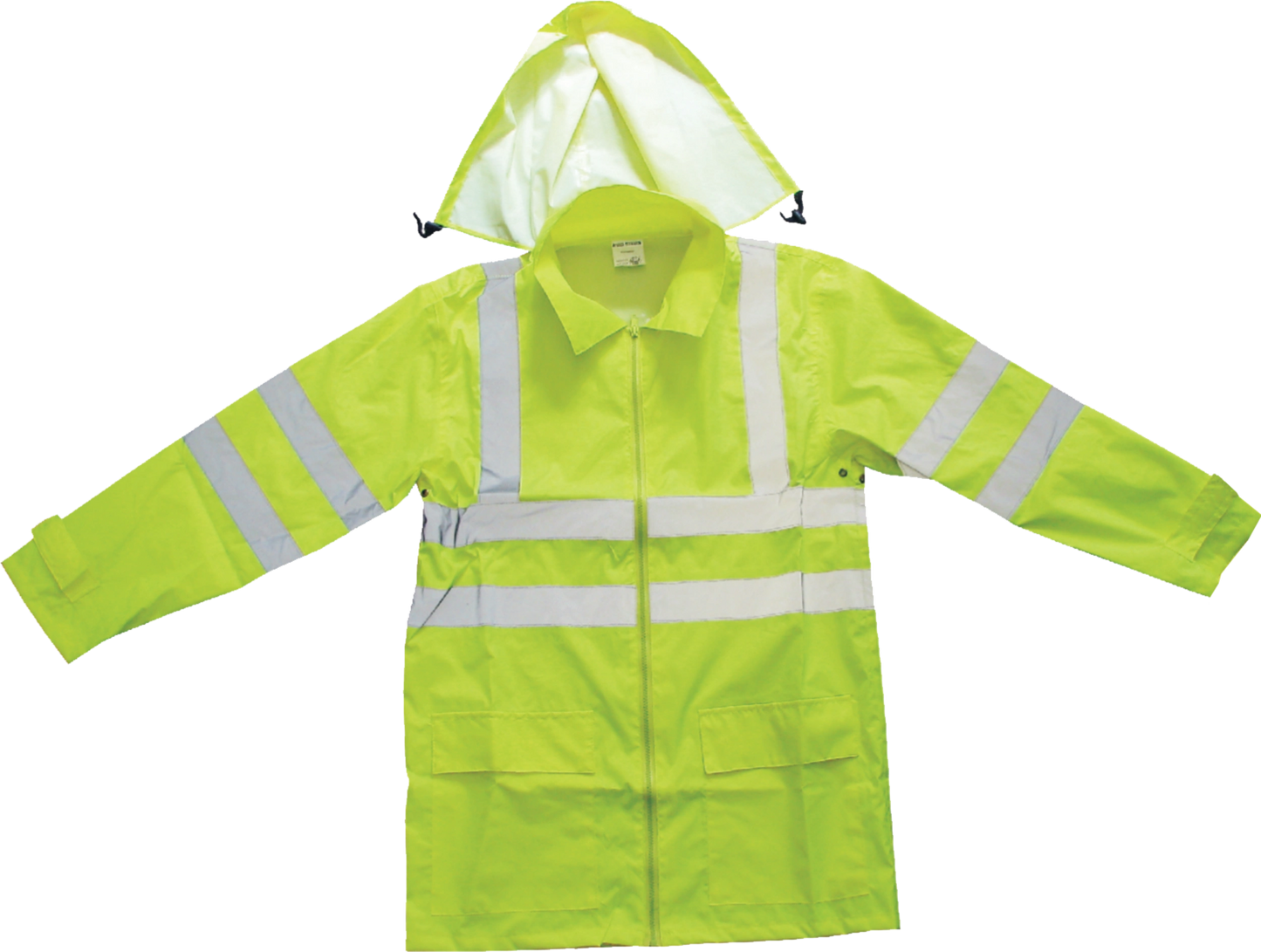 Forester Hi Vis Rain Suit - 100% Polyester, Drawstring Hood, Reflective Stripes, Vented Underarms, Roomy Legs, Side & Exterior Pockets - High Visibility Clothing