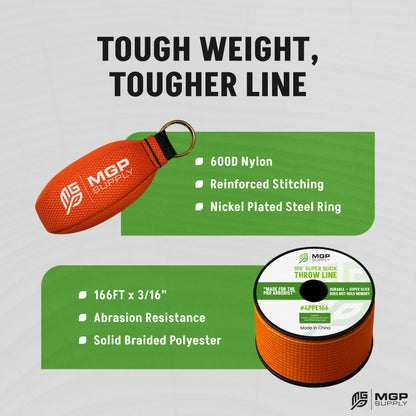 Arborist Throw Line Kit  - 15oz,  11oz or 9oz Throw Weight & 166ft Rope