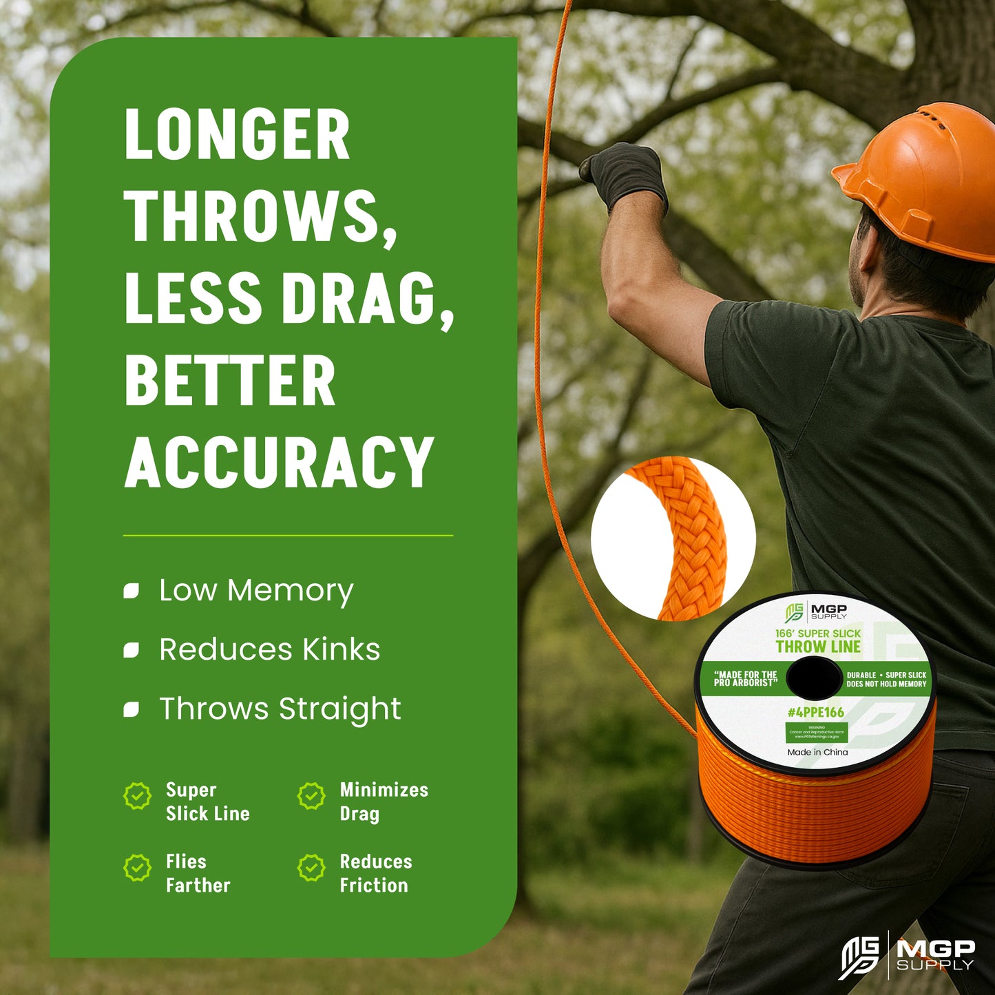 Arborist Throw Line Kit  - 15oz,  11oz or 9oz Throw Weight & 166ft Rope