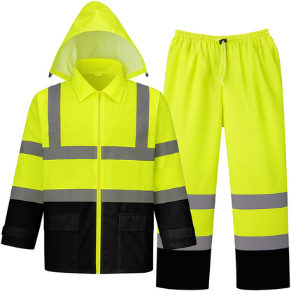 Class 3 Hi-Vis Black Bottom Rain Suit - MGP Supply