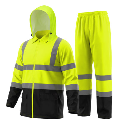 Class 3 Hi-Vis Black Bottom Rain Suit - MGP Supply