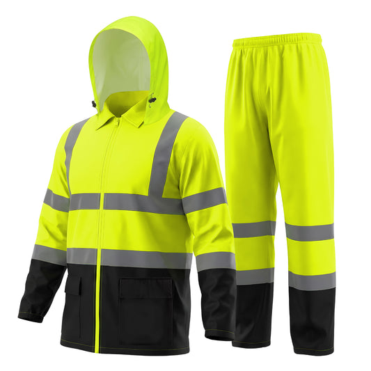 Class 3 Hi-Vis Black Bottom Rain Suit - MGP Supply