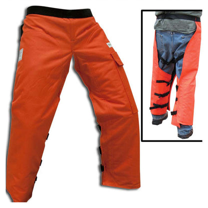 Forester 35" Full Wrap Chainsaw Chaps - Orange, OSHA & ASTM Compliant, Oil/Water Resistant, Comfortable, Lightweight, Pocketed - Safety Chaps