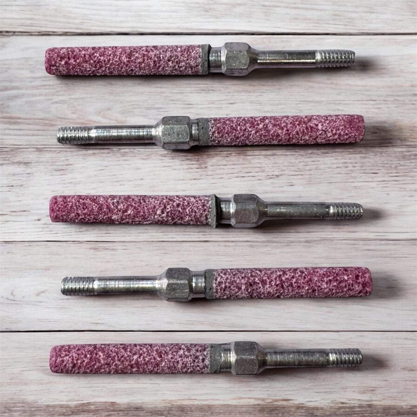 THREADED SHAFT GRINDING STONES - 5 PACK - PINK