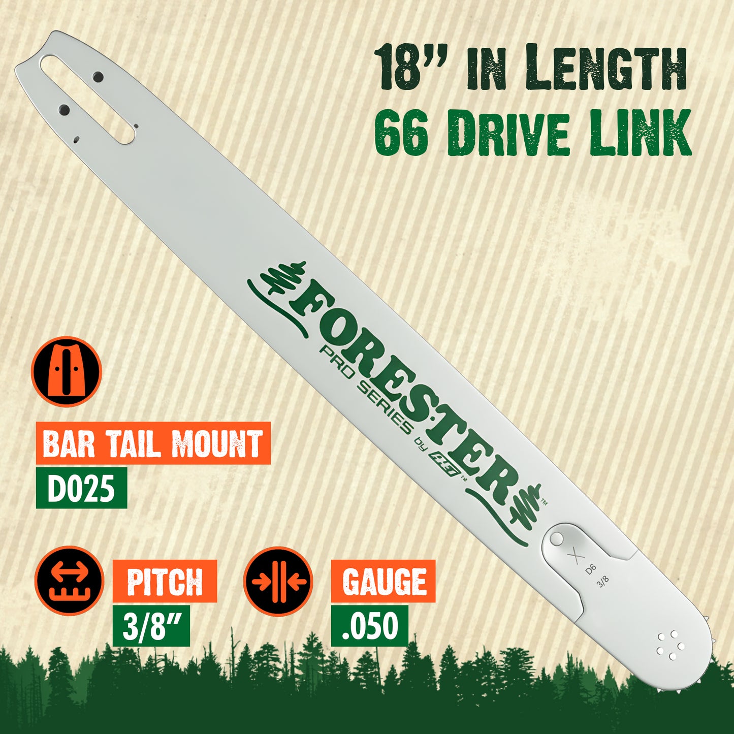 FORESTER Professional Sprocket Nose Chainsaw Bar For Stihl Chainsaws - D025 Mount