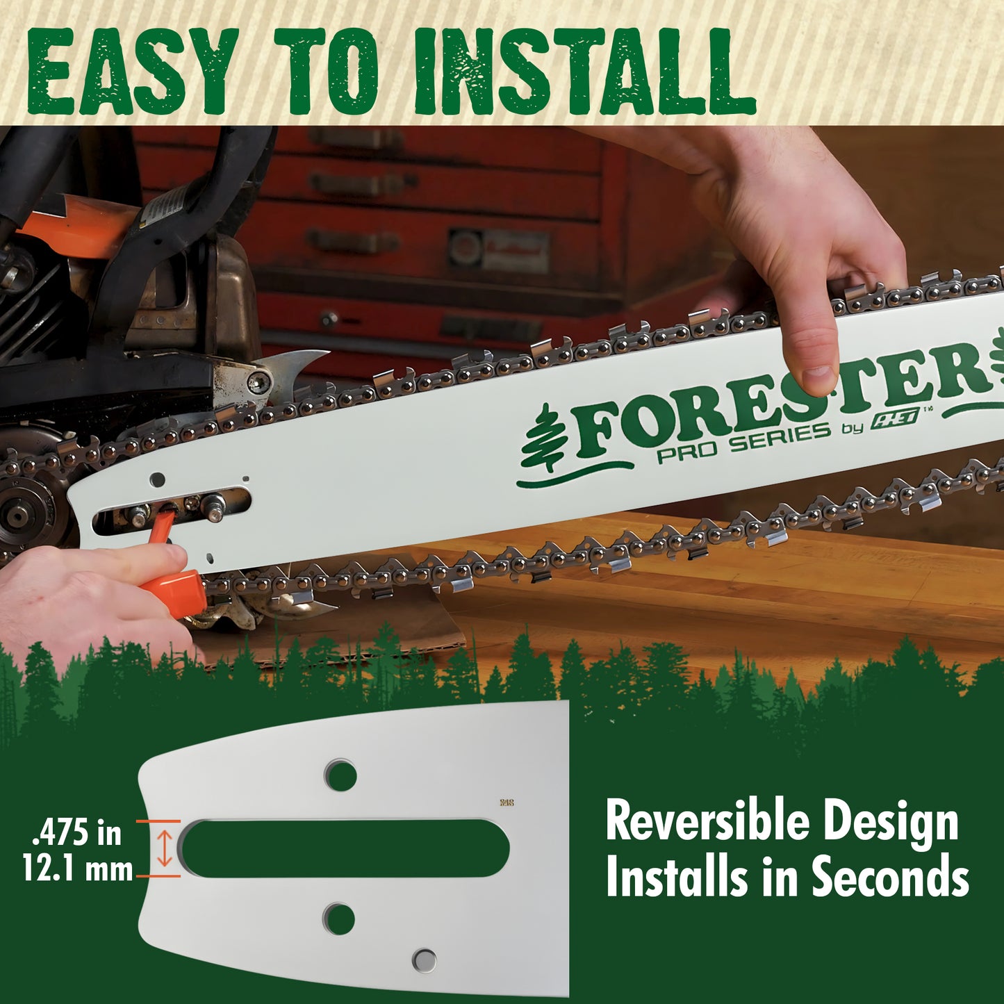 FORESTER Professional Sprocket Nose Extra Large Chainsaw Bar For Stihl Saws - D025 Mount
