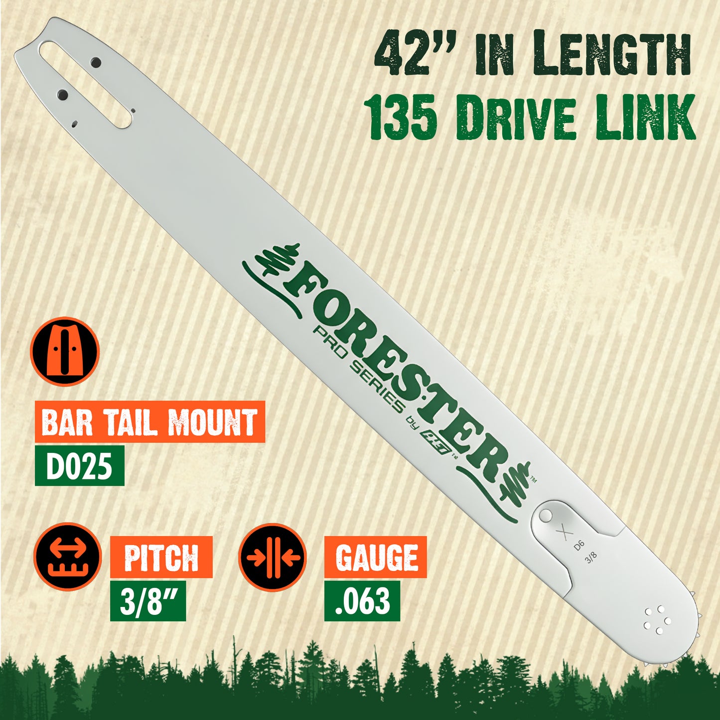FORESTER Professional Sprocket Nose Extra Large Chainsaw Bar For Stihl Saws - D025 Mount