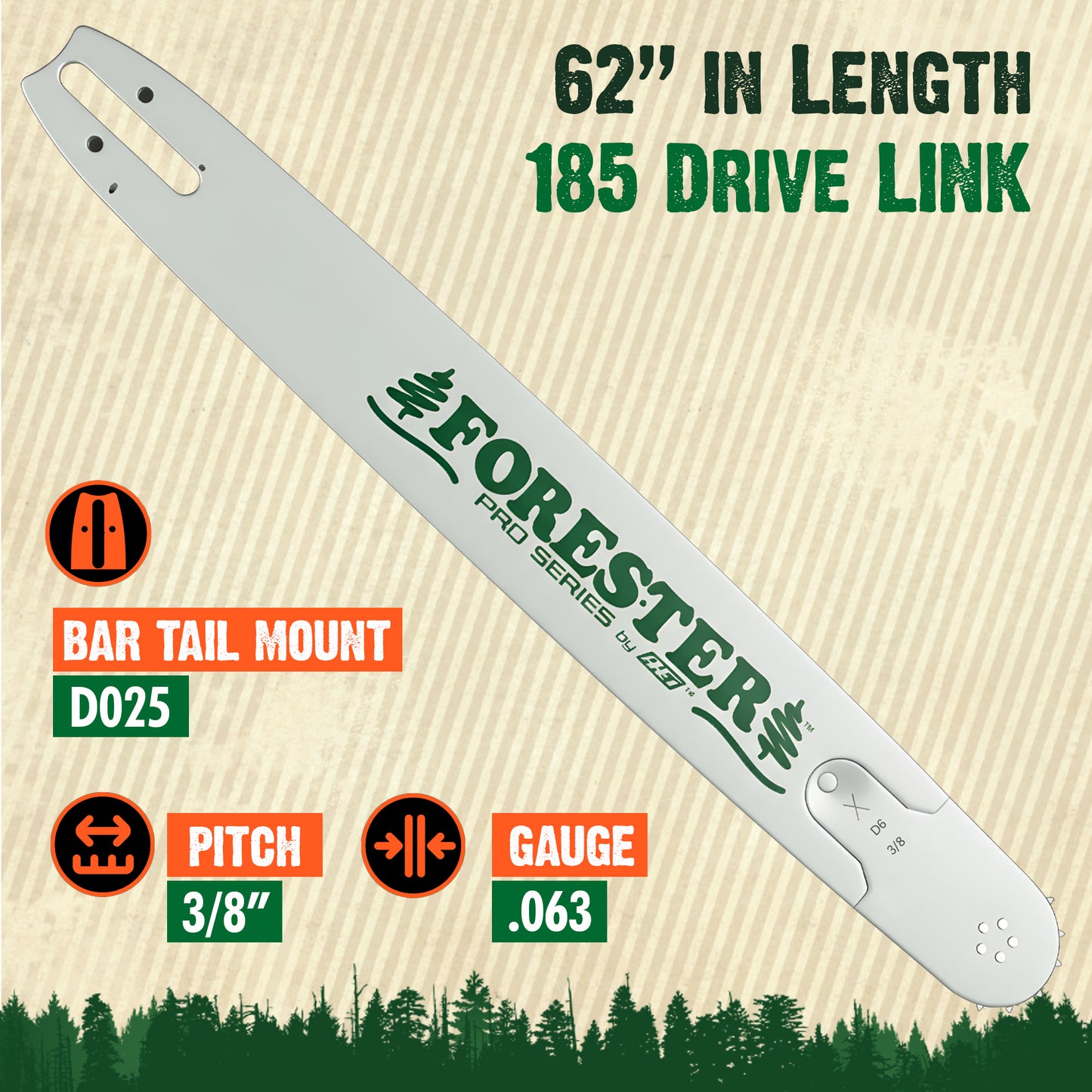 FORESTER Professional Sprocket Nose Extra Large Chainsaw Bar For Stihl Saws - D025 Mount