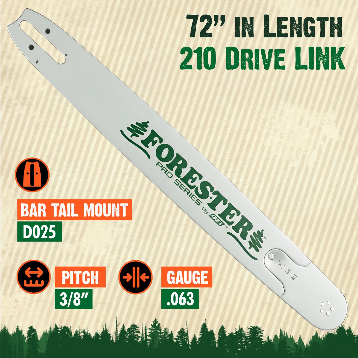 FORESTER Professional Sprocket Nose Extra Large Chainsaw Bar For Stihl Saws - D025 Mount