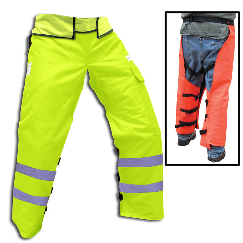 Forester 35" Full Wrap Chainsaw Chaps - Orange, OSHA & ASTM Compliant, Oil/Water Resistant, Comfortable, Lightweight, Pocketed - Safety Chaps