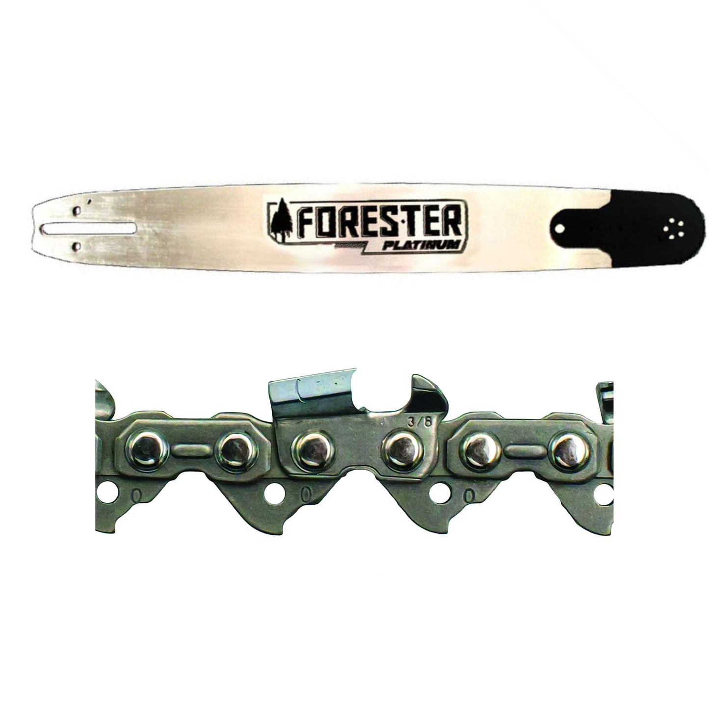 Forester Chainsaw Bar Chain Combo [S205072-X]- Laminated Bar with Chain, .050 Gauge,  72 Drive Link, 20” Length, 3/8" Pitch, D025 Tail Mount, Semi-Chisel - Woodworking Tool