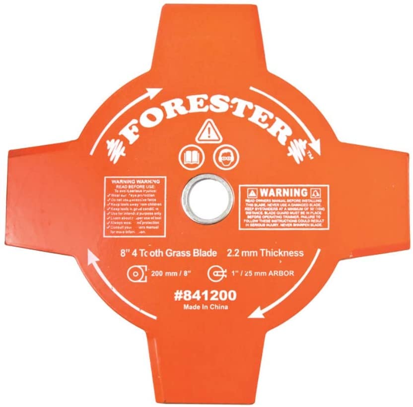 Forester Grass And Brush Blade 8 Inch High Visibility Orange 4 Tooth Fits Most Gas And Electric Trimmers