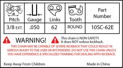 FORESTER Chainsaw Chain 10SC-62E, 18 inch Saw Chain, 62 Drive Links