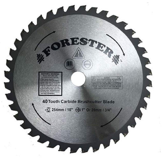 FORESTER Brush Cutter Blade 10-Inch x 40 Tooth Carbide Tip Metal Cutting Atta...