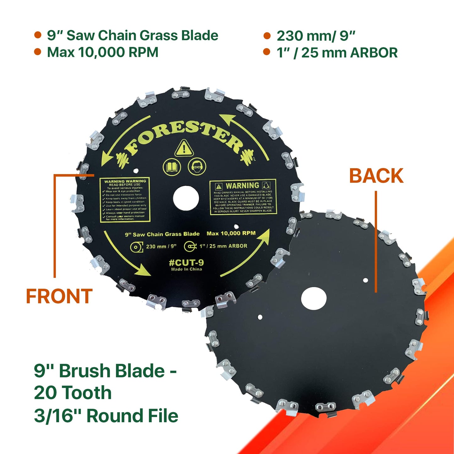 FORESTER Brush Cutter Blades and File Set - Trimmer Chainsaw Tooth Saw Blade ...