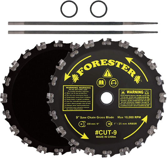 Forester Chainsaw Tooth 9" Brush Blade With 3/16" Round File 2 Piece Bundle, 2-Pack (2 Blades, 2 Files)
