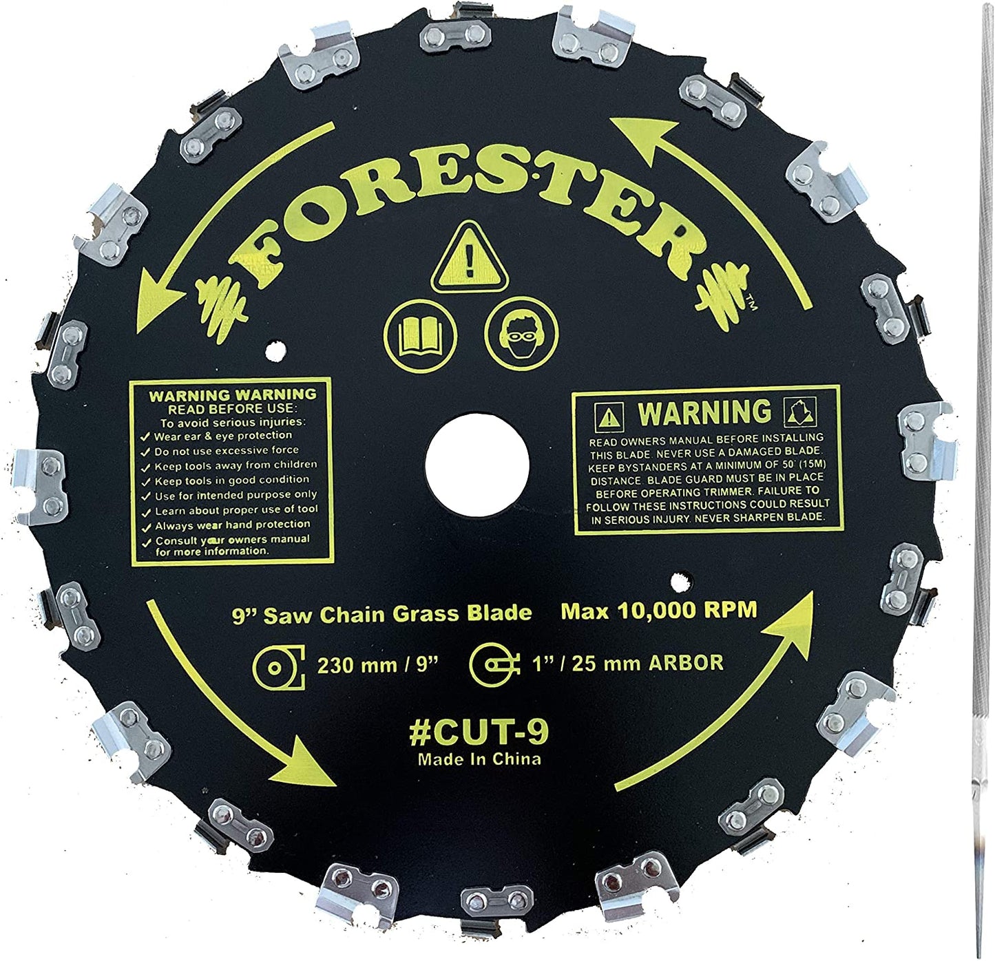 Forester Chainsaw Tooth 9" Brush Blade with 3/16" Round File